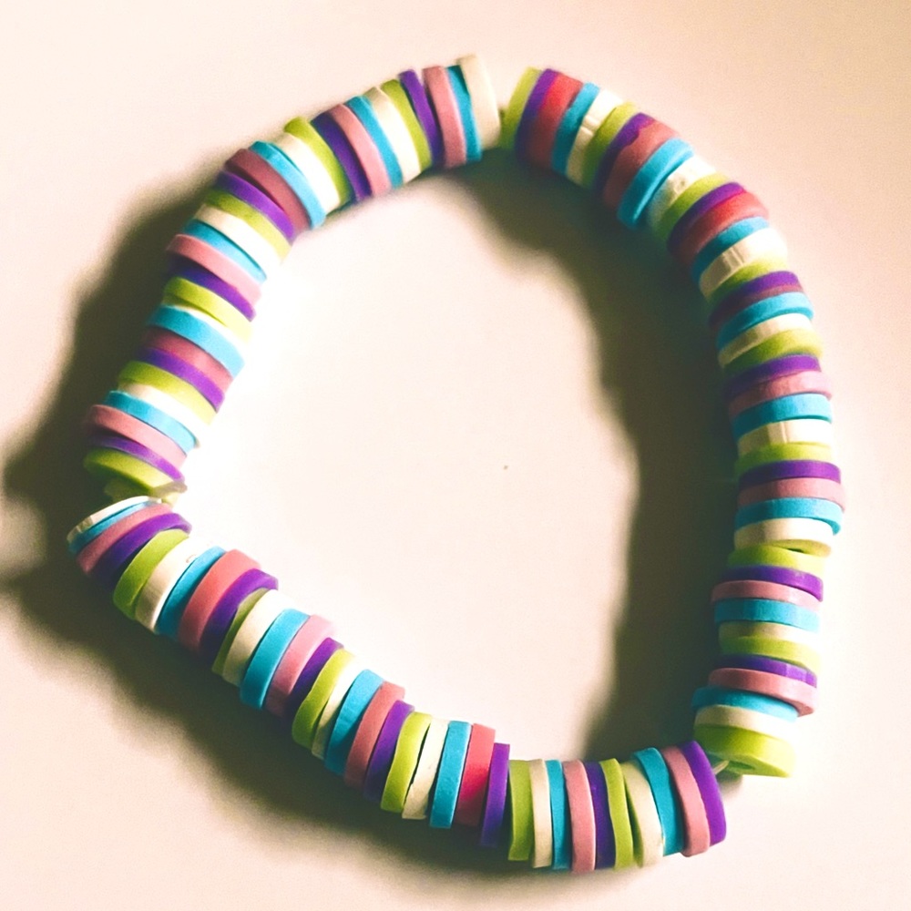 l handmade clay bead friendship stretchy bracelet